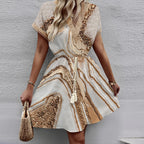 Floral V-Neck Batwing Sleeve Dress