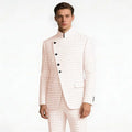 Houndstooth Mandarin-Collar Slim Suit