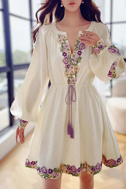 Spring Embroidered Chiffon Dress