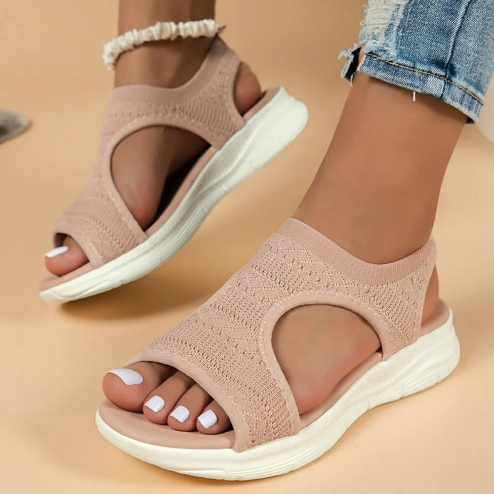 Mesh Platform Wedge Sandals