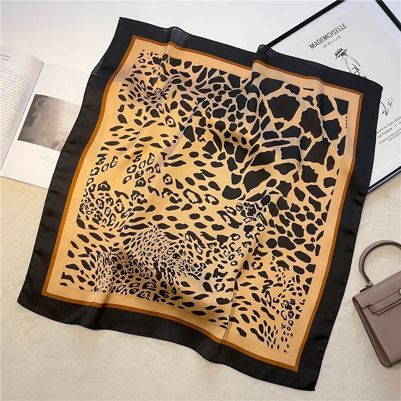 Leopard Print Square Headscarf