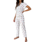 Casual V-Neck Print Pajama Set