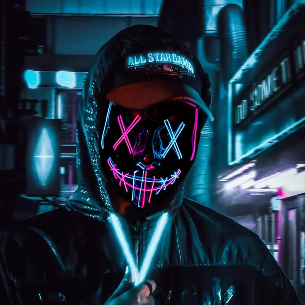 Glowing EL Wire Light-Up Mask