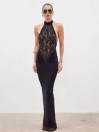 Turtleneck Maxi Patchwork Dresses