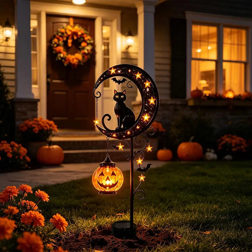 Black Cat Pumpkin Garden Lamp