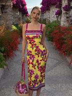 Floral Spaghetti-Strap Midi Dress