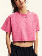 Knit Solid Crew Neck True-To-Size Fit Crop Top