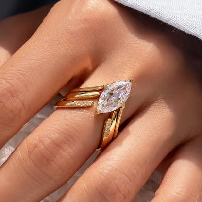 BXINY Marquise Cut Moissanite Ring Set