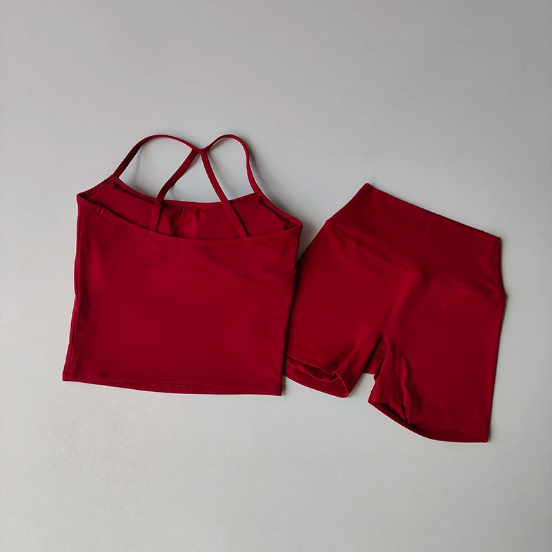 Everyday Solid Sleeveless True-To-Size Fit Two-Piece Yoga Set
