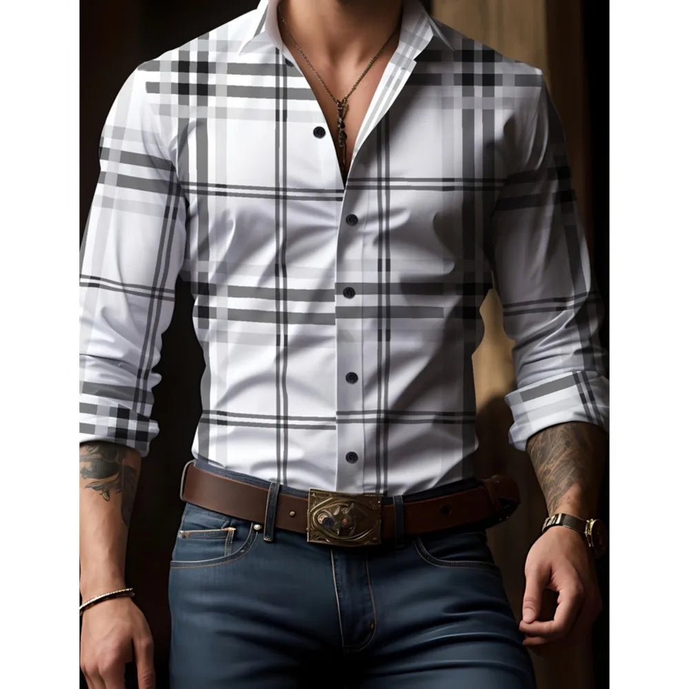 V-Neck Print Casual Shirt