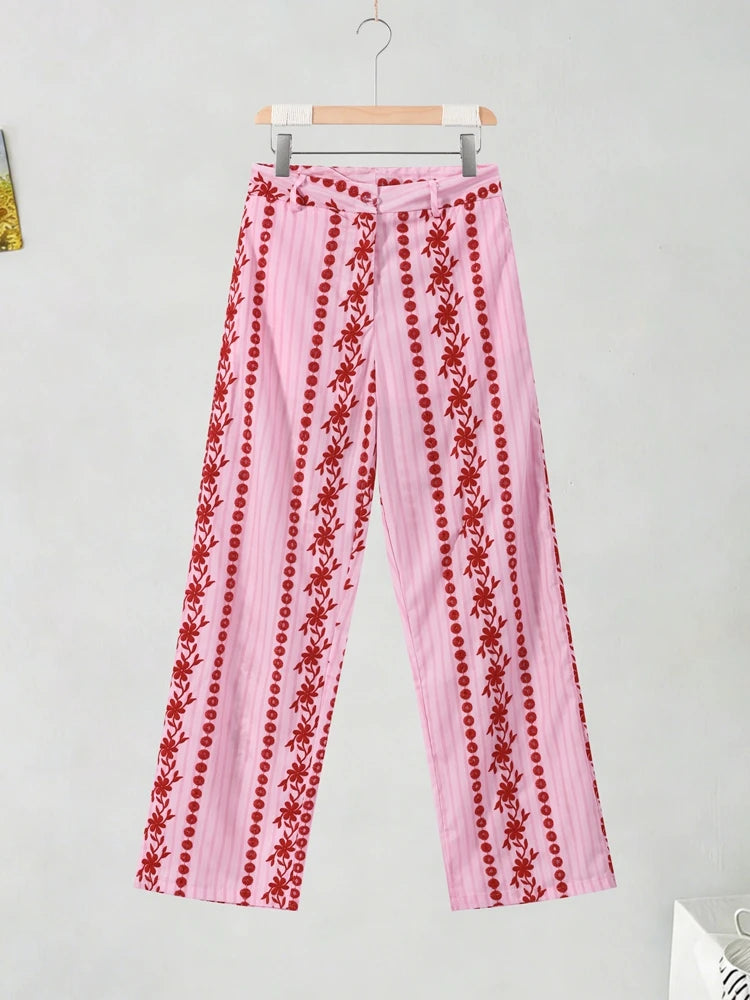 hfwomenfz Rainbow Print Wide-Leg Trousers