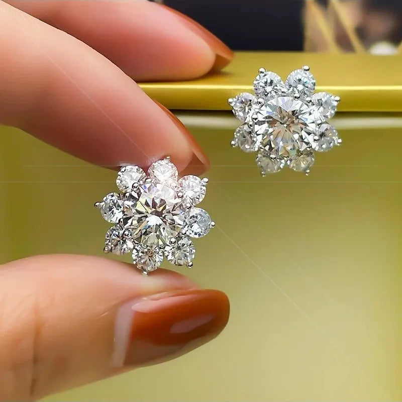Sunflower Moissanite Stud Earrings