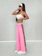 Leopard Side-Stripe Wide-Leg Trousers