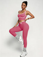 Blended Patchwork Pullover Slim Fit Two-Piece Yoga Set