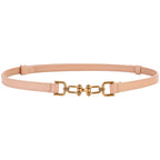 Korean Slim Genuine Leather Belt with Gold Buckle