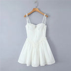 White Lace Embroidered Mini Dress