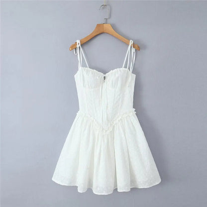 White Lace Embroidered Mini Dress