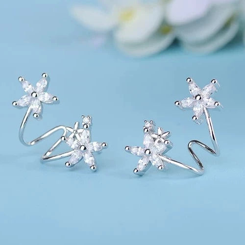 Zircon Plant Clip Earrings