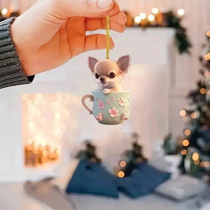 Cute Teacup Puppy Keychain