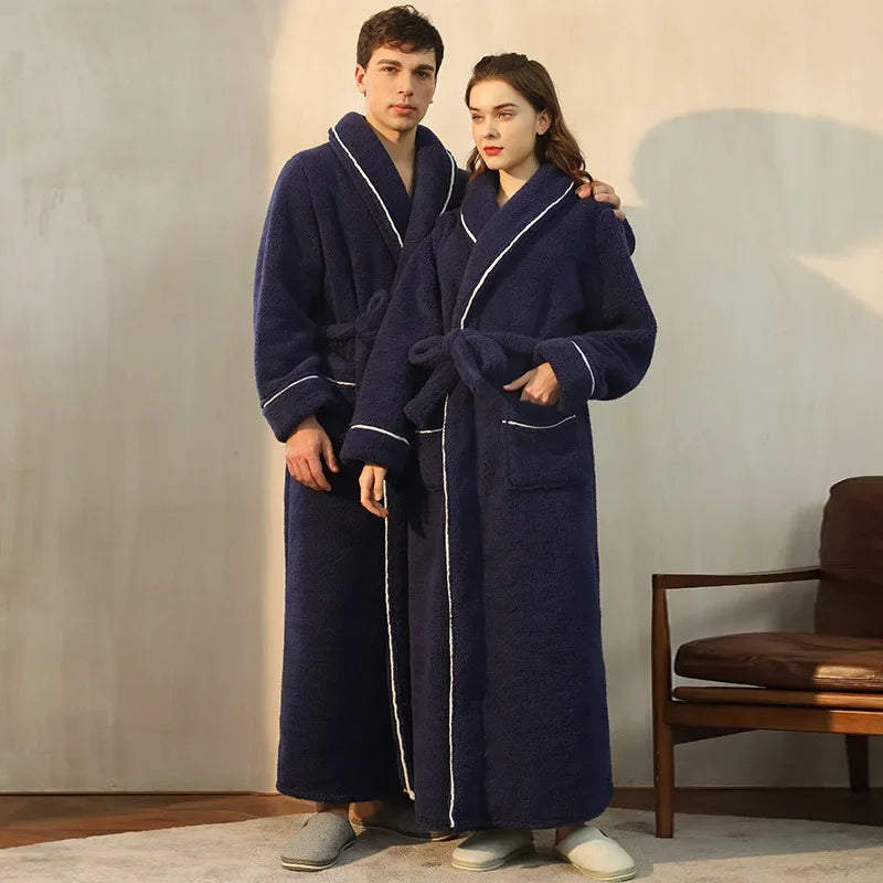 2025 Autumn & Winter Thick Flannel Bathrobe
