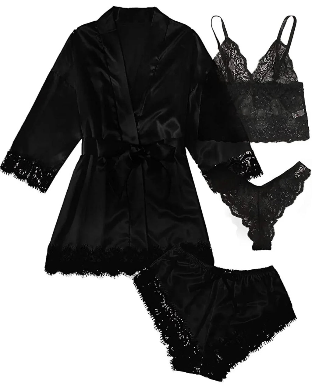 4PCS Woman Bathrobe Set