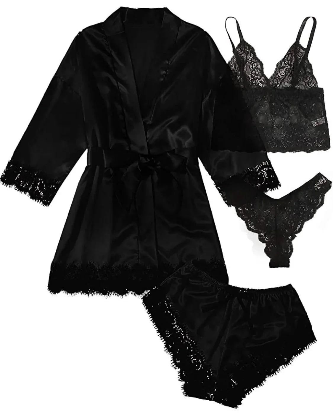 4PCS Woman Bathrobe Set