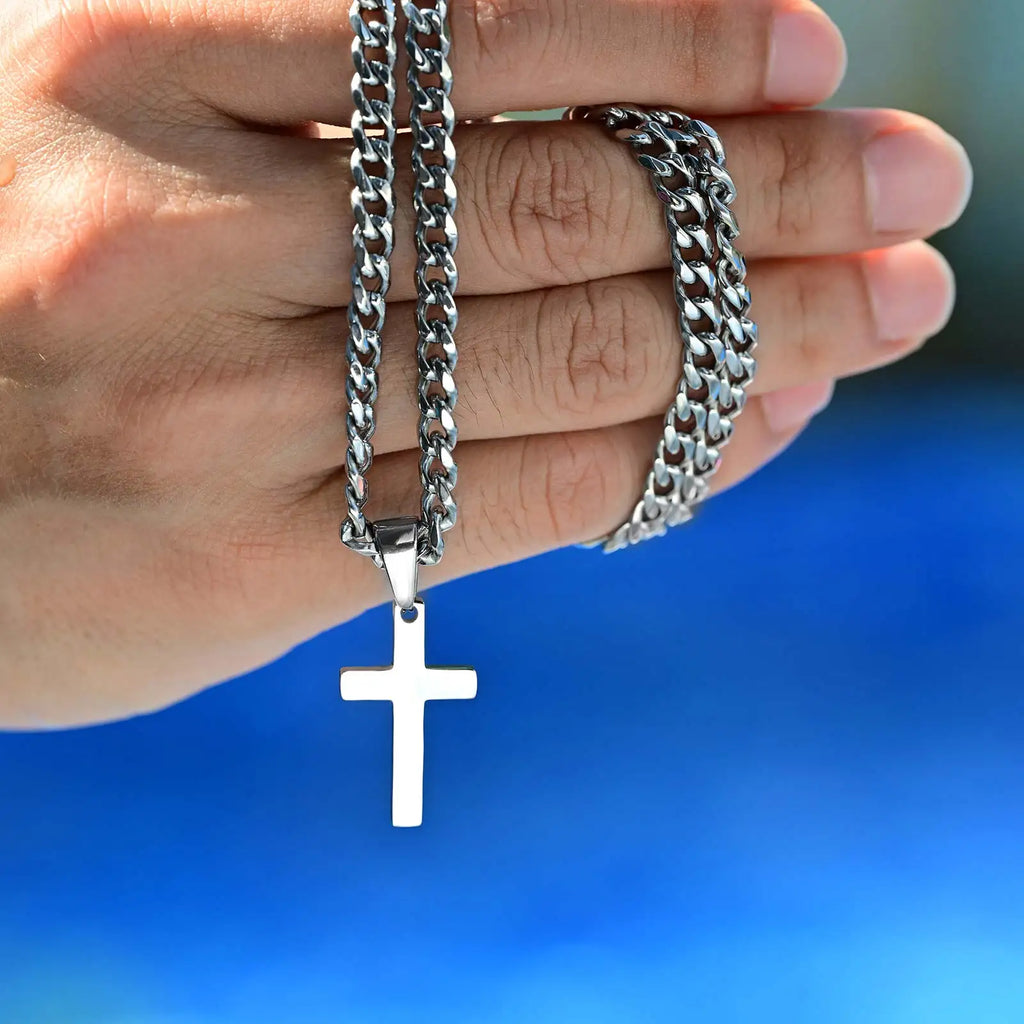 Mprainbow Cross Cuban Necklace