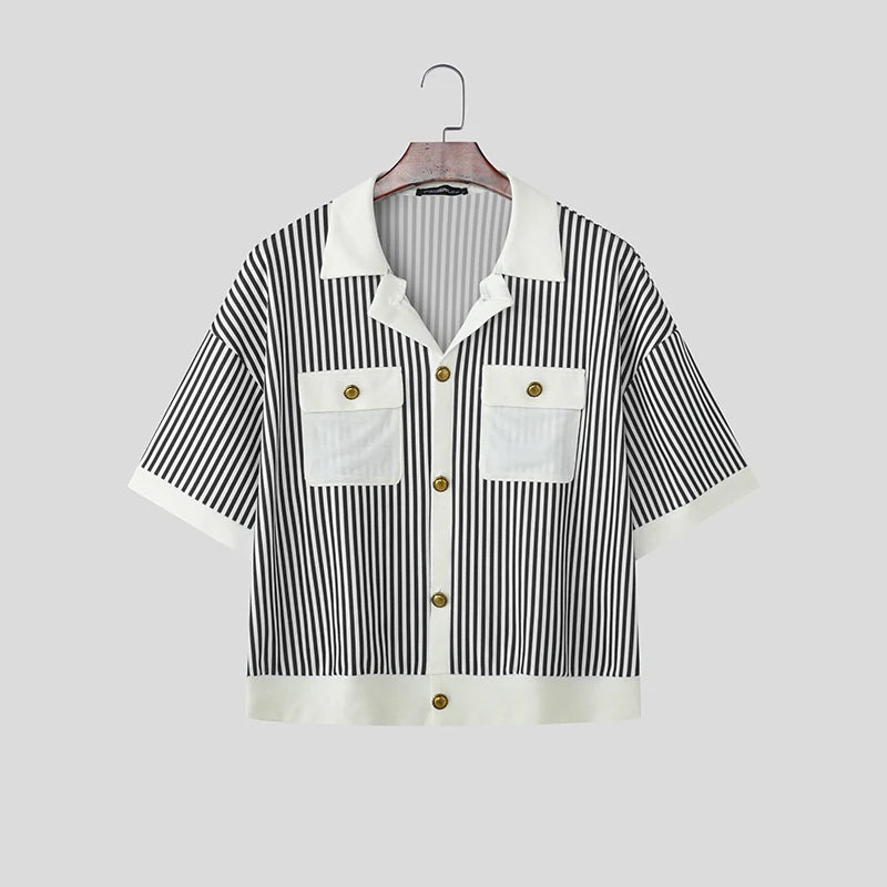Striped Patchwork Casual Shirt