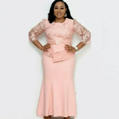 Plus Size Lace Patchwork Maxi Dress