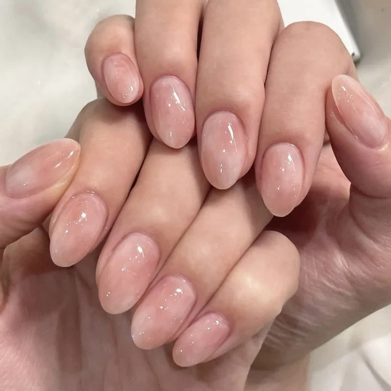 French Tip Fake Nails Almond