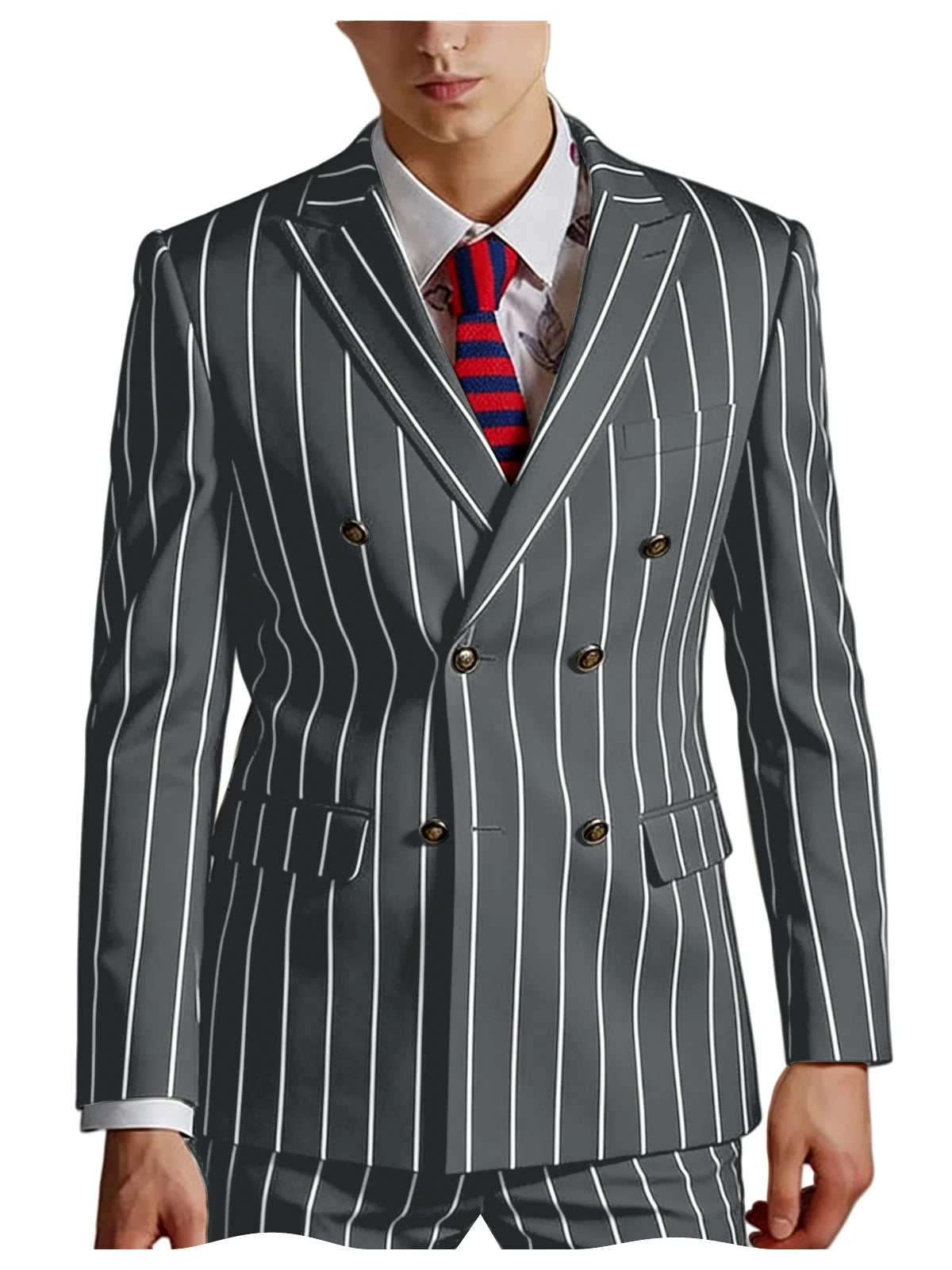 Pinstripe Double-Breasted Slim Tuxedo