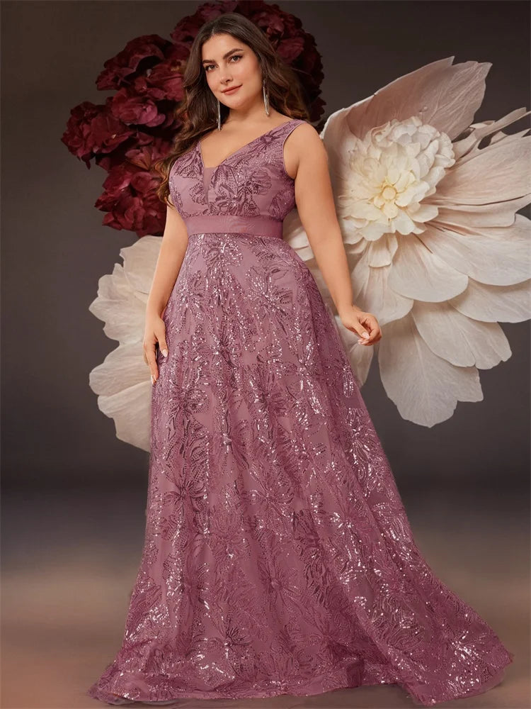 Deep V-Back Sequin Gown
