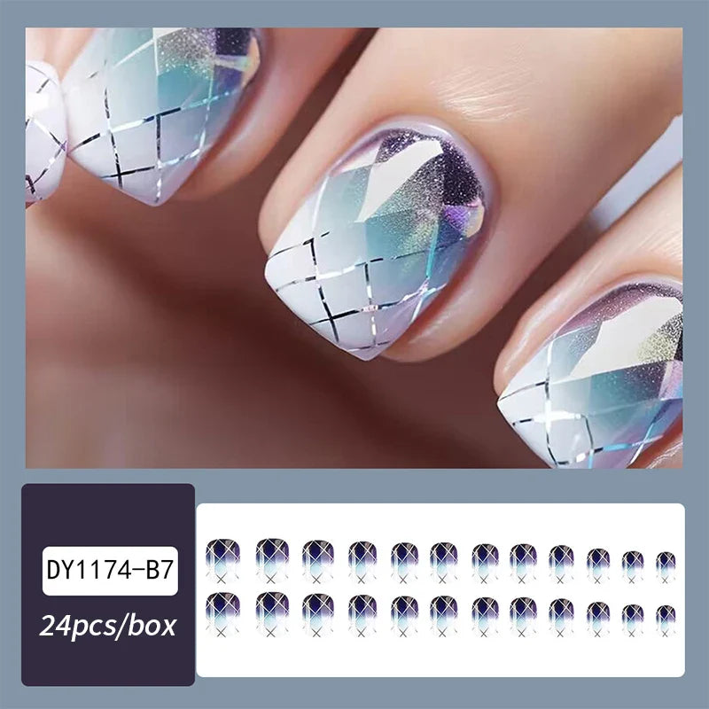 Gradient White Press Nails