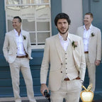 Linen Three-Piece Beach Wedding Tuxedo