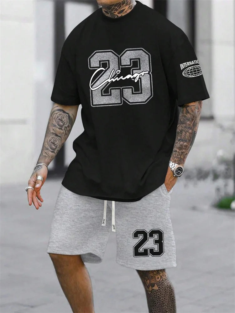 Digital Print Crewneck Tracksuit Set