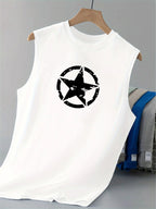 Five-Star Print Round-Neck Vest