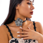 Rhinestone Rose Choker Necklace