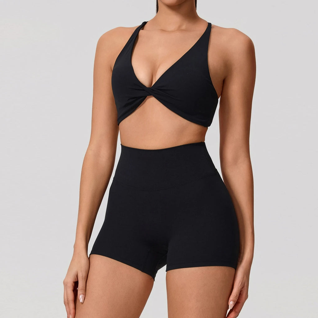 Nylon Solid Long Sleeve Two-Piece Yoga Set