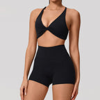 Nylon Solid Long Sleeve Two-Piece Yoga Set