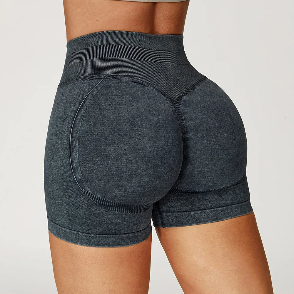 Sand-Washed High-Waist Yoga Shorts