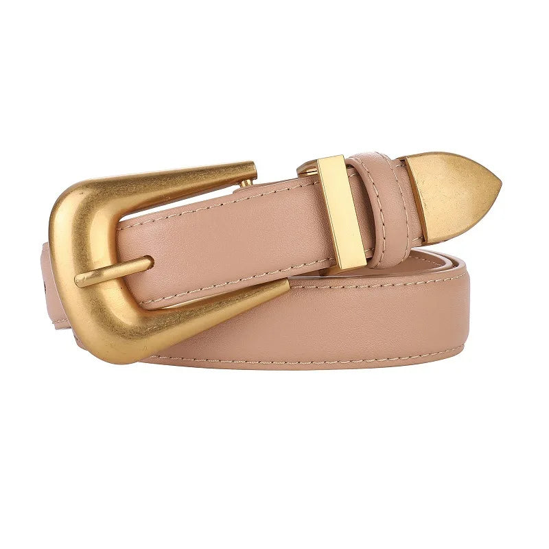 Burgundy Leather Belt with Gold Buckle