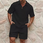 Waffle Polo Short-Sleeve Sports Set