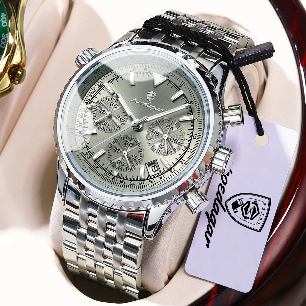 POEDAGAR Business Blue Steel Watch