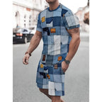 Letter Print Elastic Waist Shorts Set
