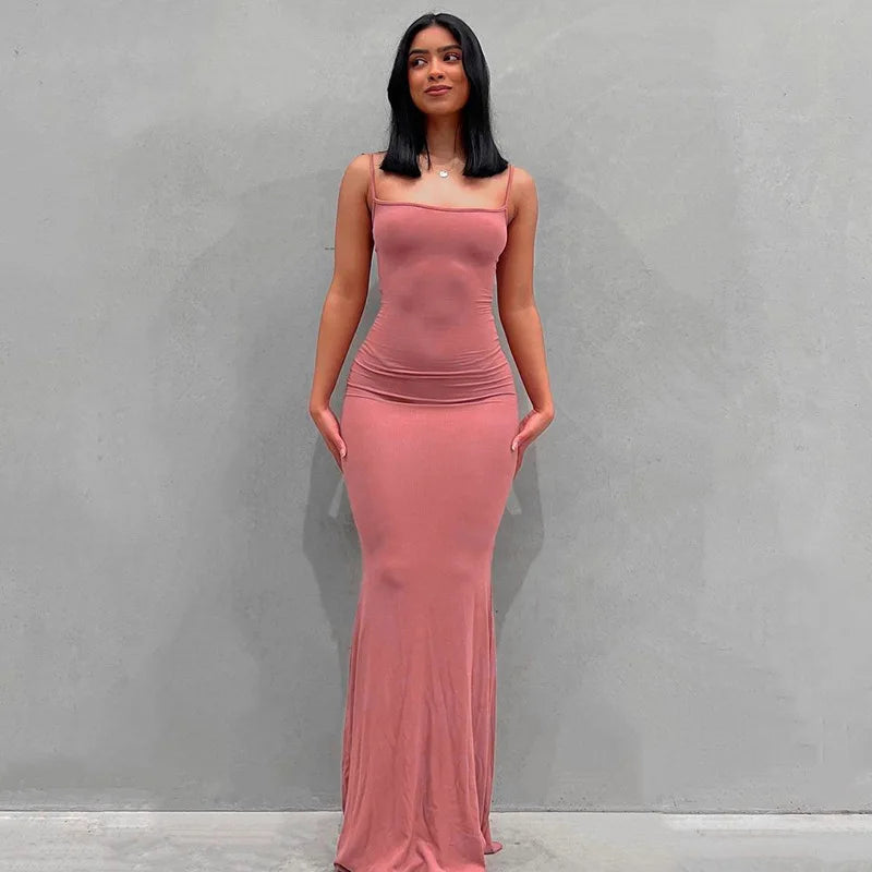 Spaghetti Strap Bodycon Maxi Dress