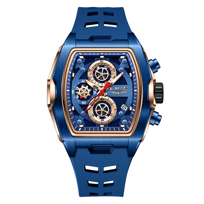 LIGE Square Chronograph Silicone Watch