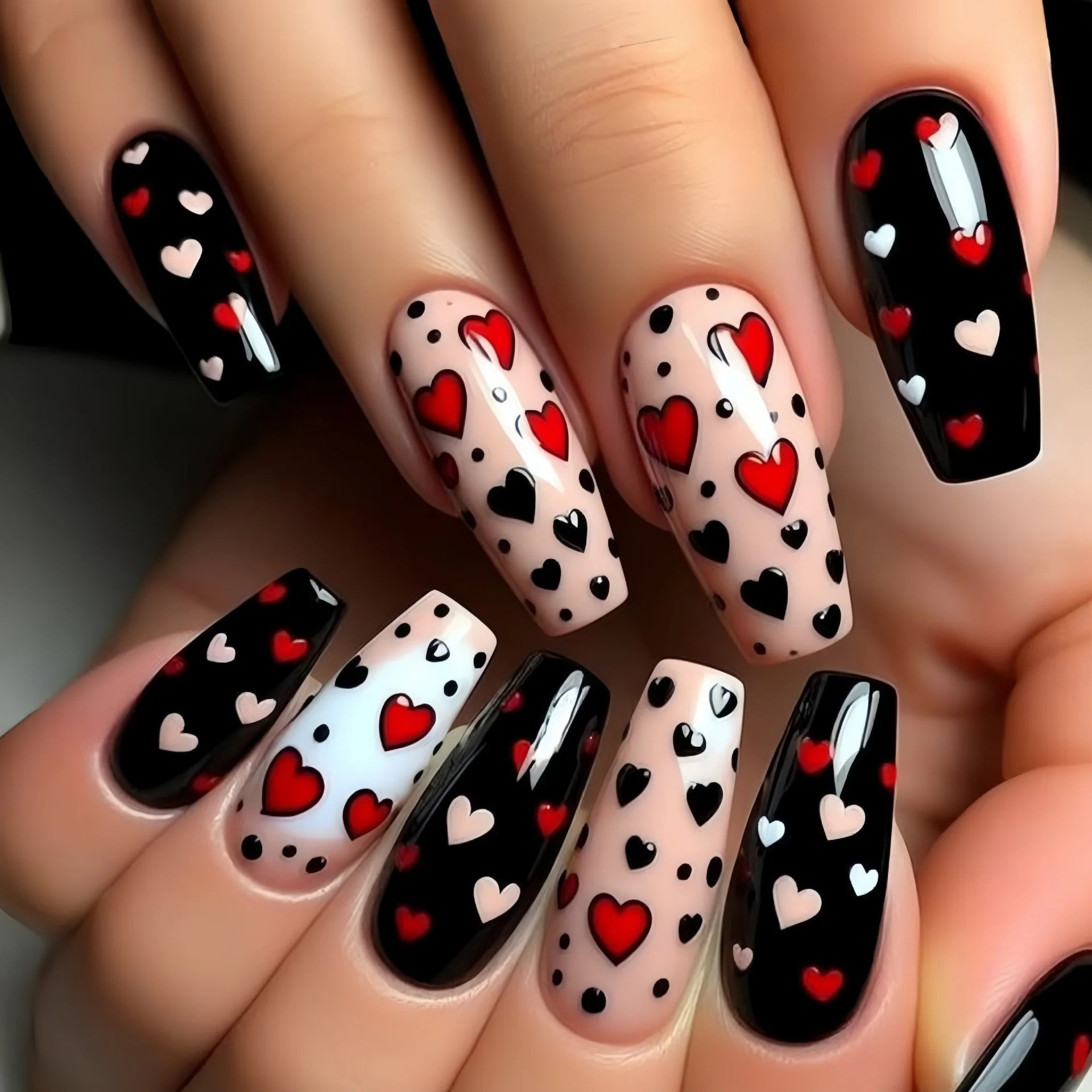 Gothic False Nails Dark Red