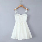 White Lace Embroidered Mini Dress