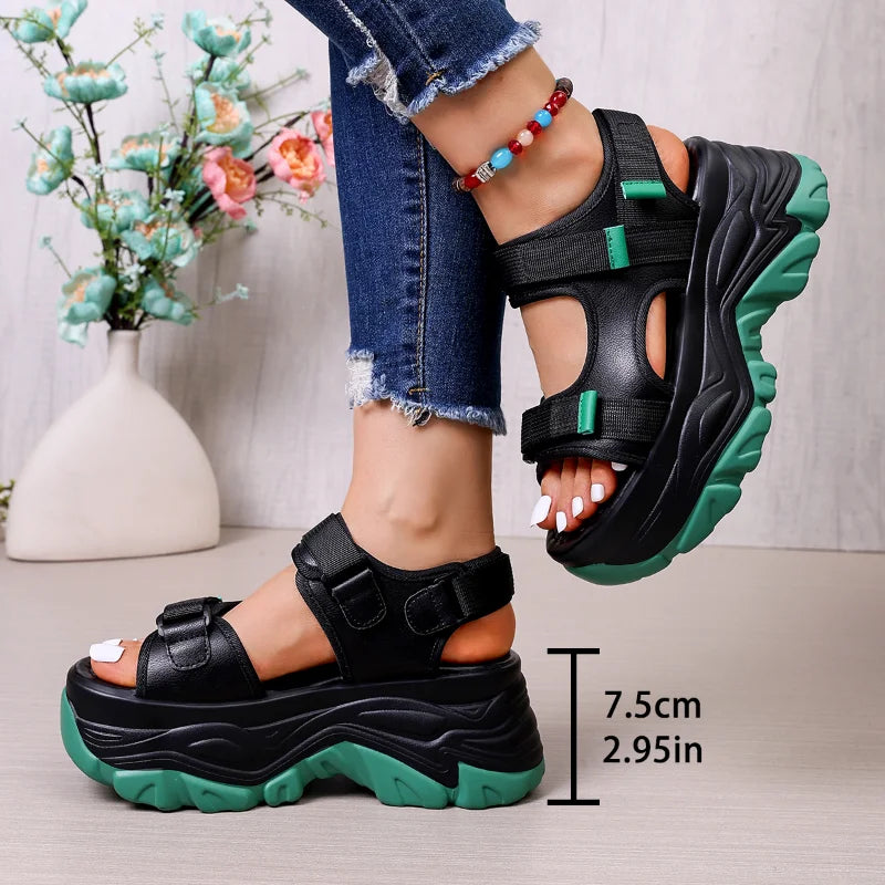 Women Sewing Wedge Sandals