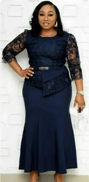 Plus Size Lace Patchwork Maxi Dress